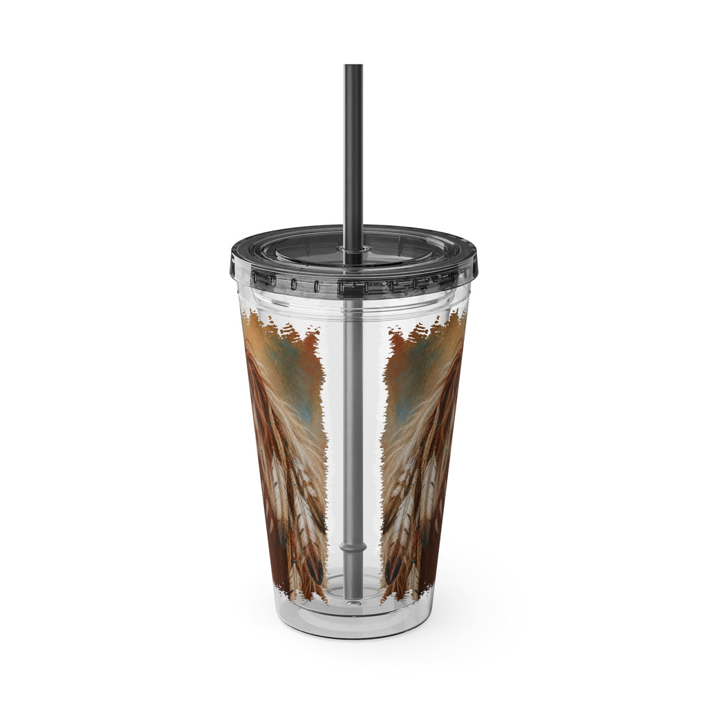 16oz Horse Art Tumbler with Straw — Sunsplash Woodland Mane Design