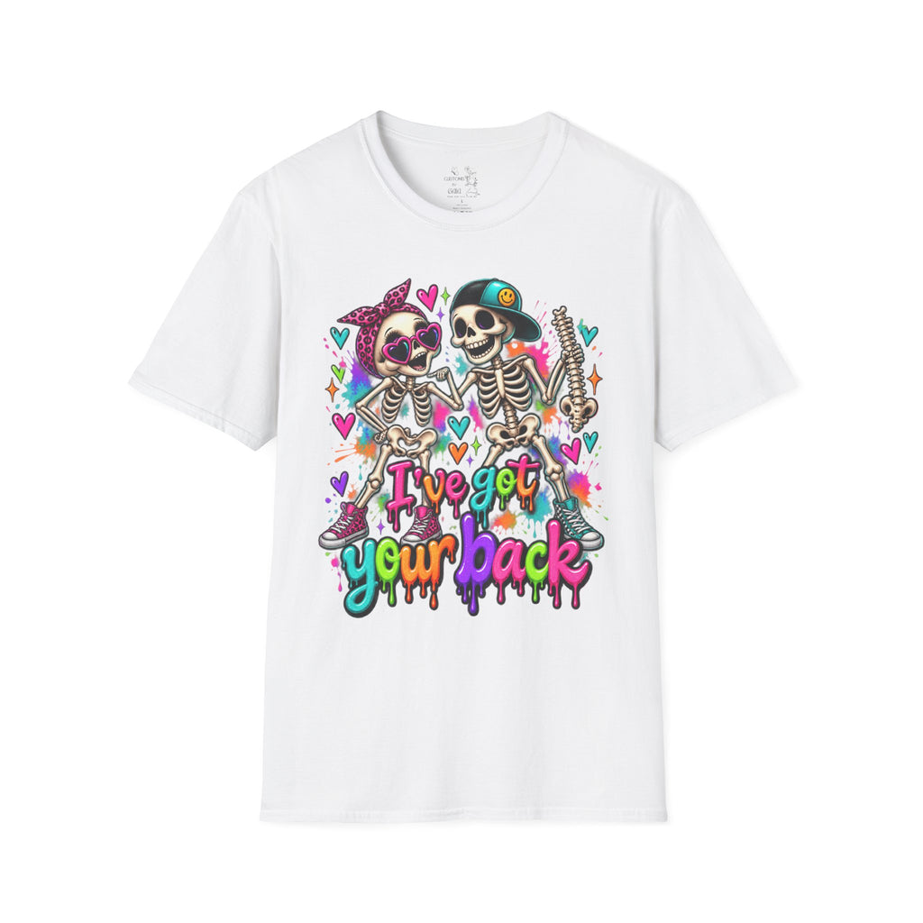 T-Shirt — Colorful Skeleton 'I've Got Your Back' Friend Graphic Tee