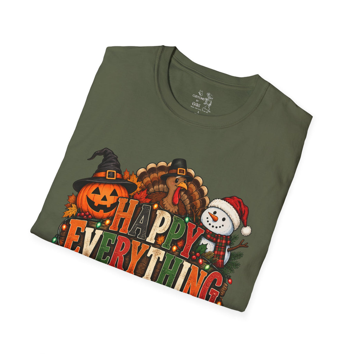 Holiday 'Happy Everything' T-Shirt — Thanksgiving, Halloween & Christmas Graphic Tee