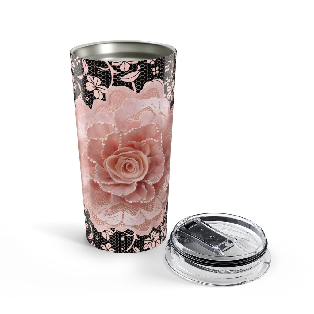 20oz Floral Lace Tumbler - Pink Rose Pattern Travel Cup