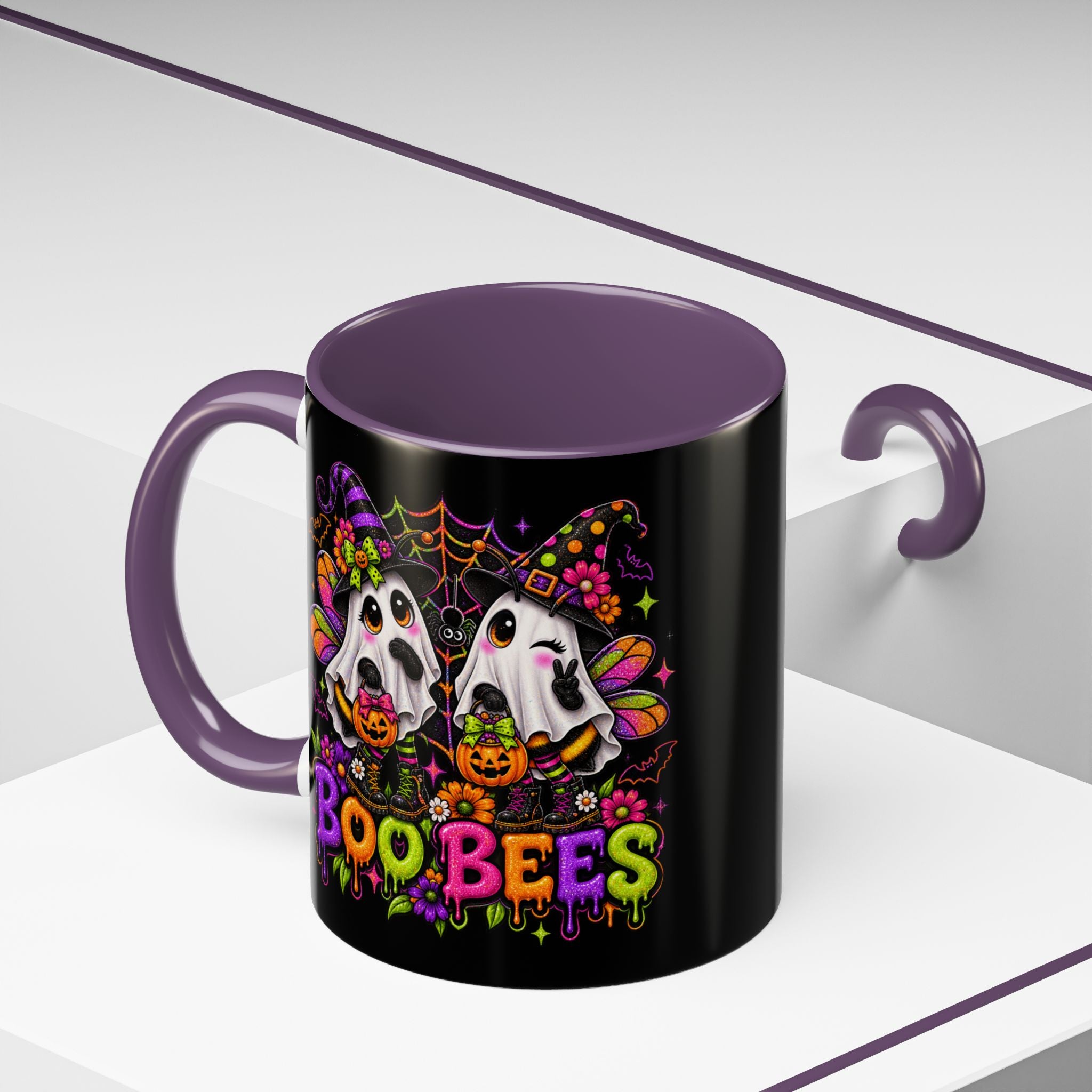 Halloween Boo Bees Coffee Mug — Cute Ghost Bees with Pumpkins