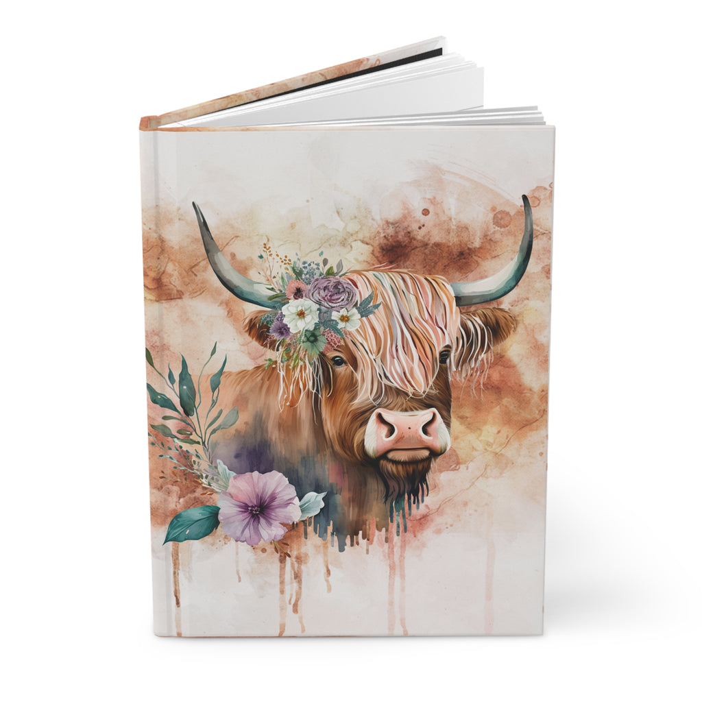Highland Cow Floral Journal — Hardcover Matte Notebook