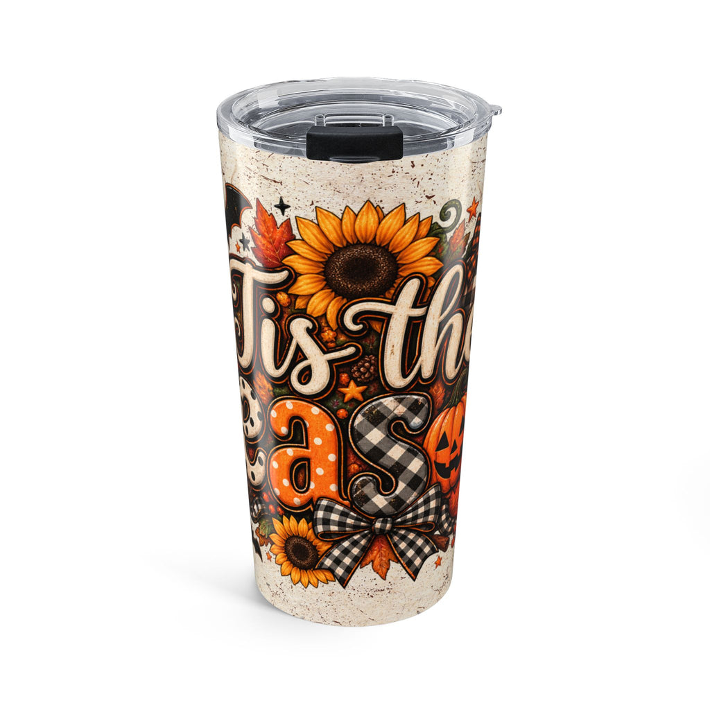 20oz Fall/Halloween Tumbler — 'Tis the Season' Sunflower & Pumpkin Travel Mug