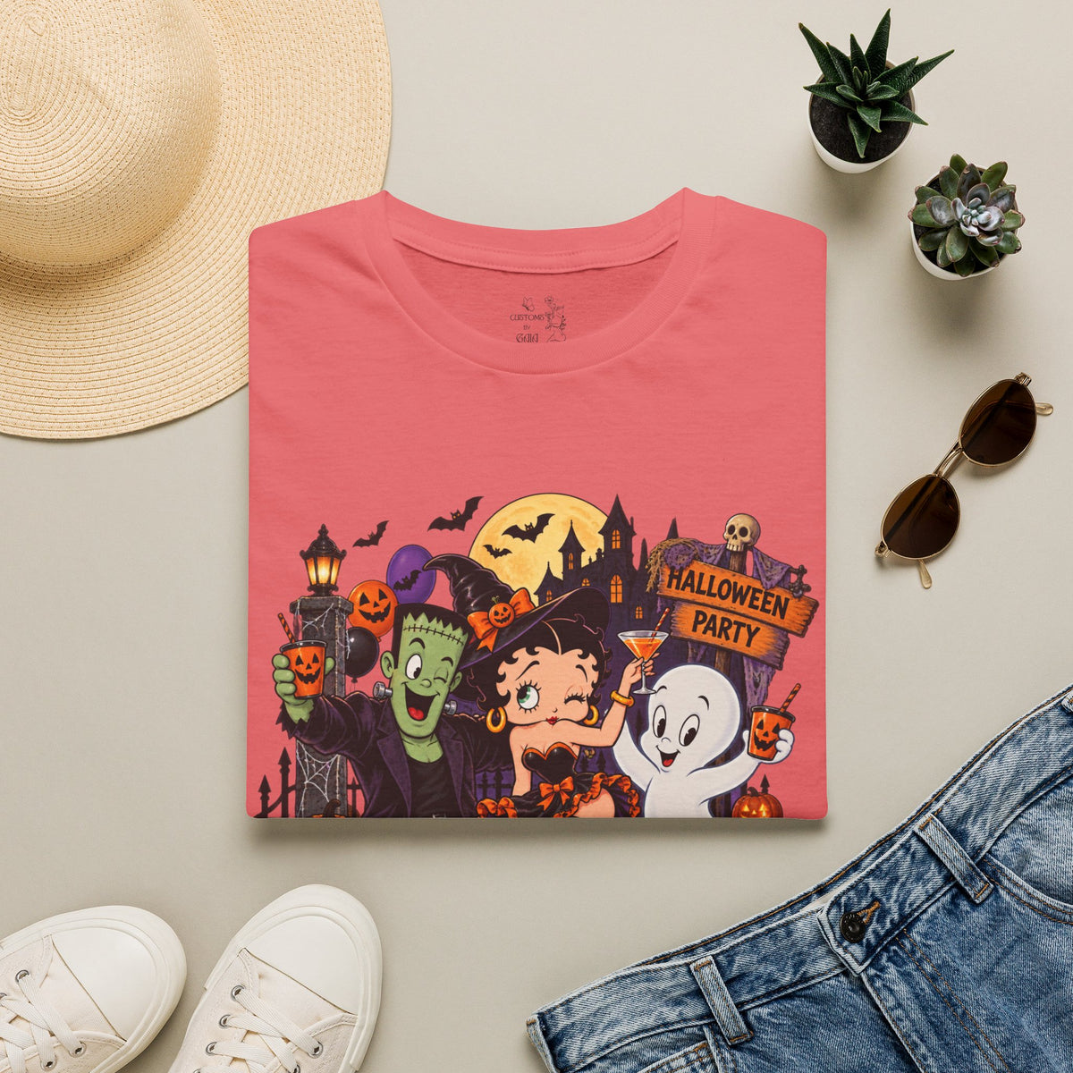 Halloween Party T‑Shirt — Betty Boop & Classic Cartoon Ghosts Costume Tee
