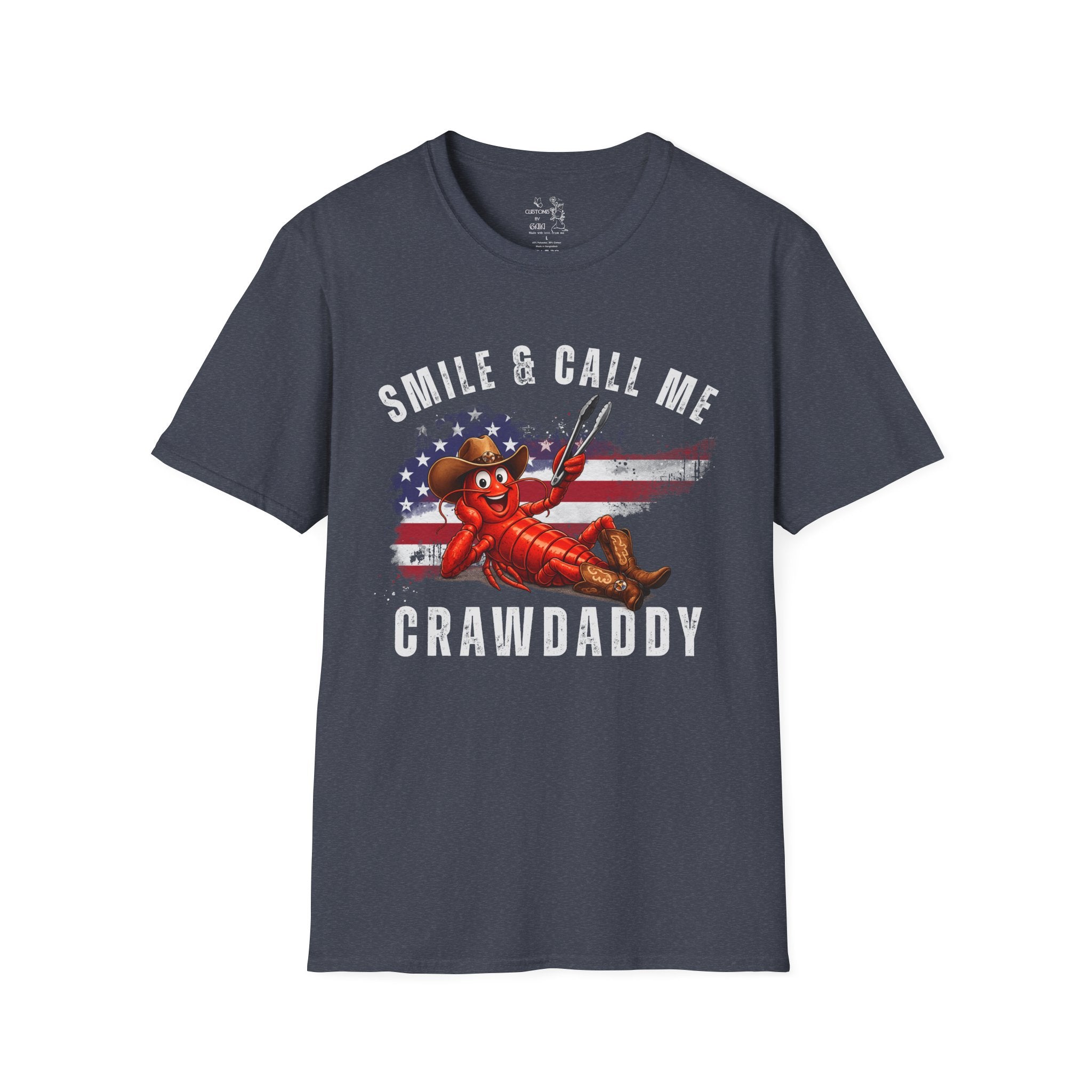 Crawfish T-Shirt — "Smile & Call Me Crawdaddy" Patriotic Cajun Tee