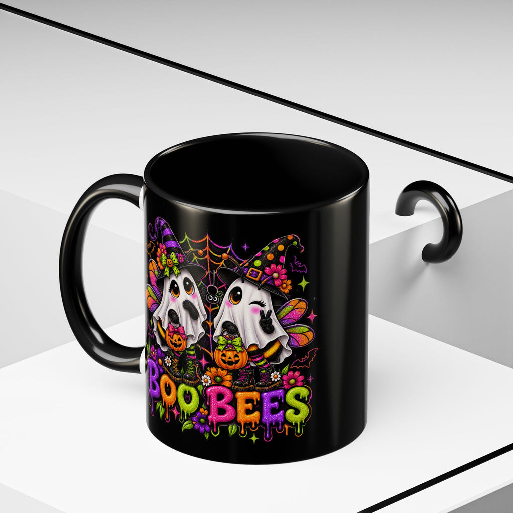 Halloween Boo Bees Coffee Mug — Cute Ghost Bees with Pumpkins