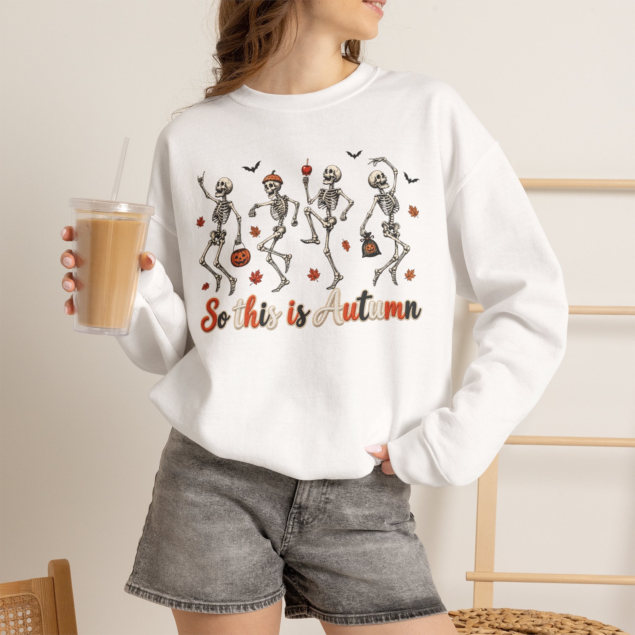 Autumn Skeleton Dance Sweatshirt — "So this is autumn" Cozy Fall Crewneck