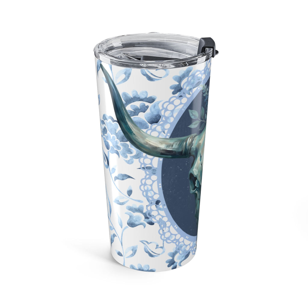 20oz Floral Bull Skull Tumbler — Southwestern Floral Travel Cup