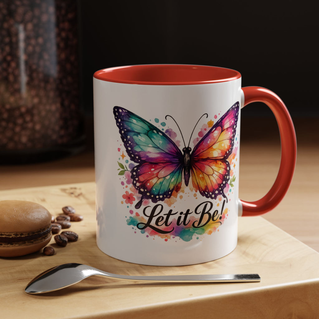 Let It Be Butterfly Accent Coffee Mug — Colorful Inspirational 11/15oz