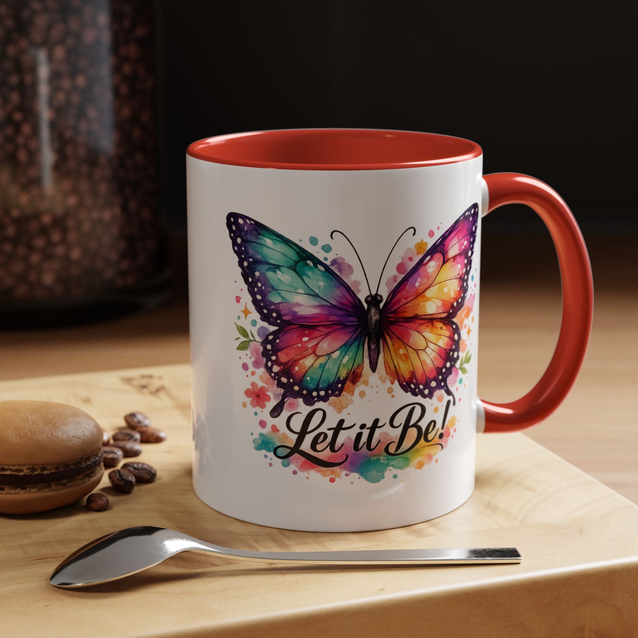 Let It Be Butterfly Accent Coffee Mug — Colorful Inspirational 11/15oz