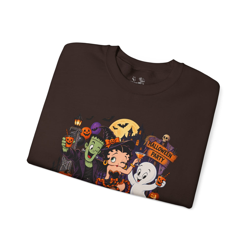 Halloween Betty Boop Crewneck Sweatshirt — Retro Spooky Cartoon Graphic