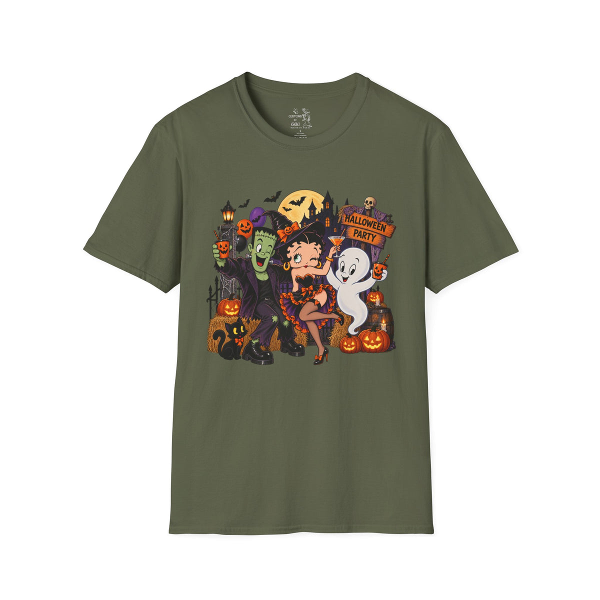 Halloween Party T‑Shirt — Betty Boop & Classic Cartoon Ghosts Costume Tee