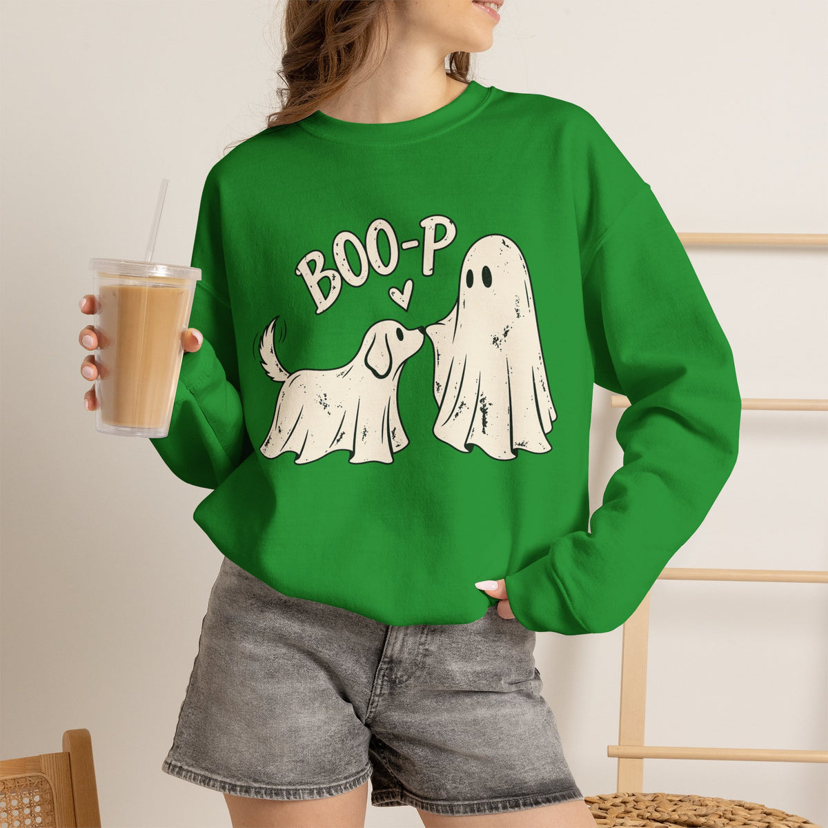 Boo-p Dog & Ghost Halloween Sweatshirt