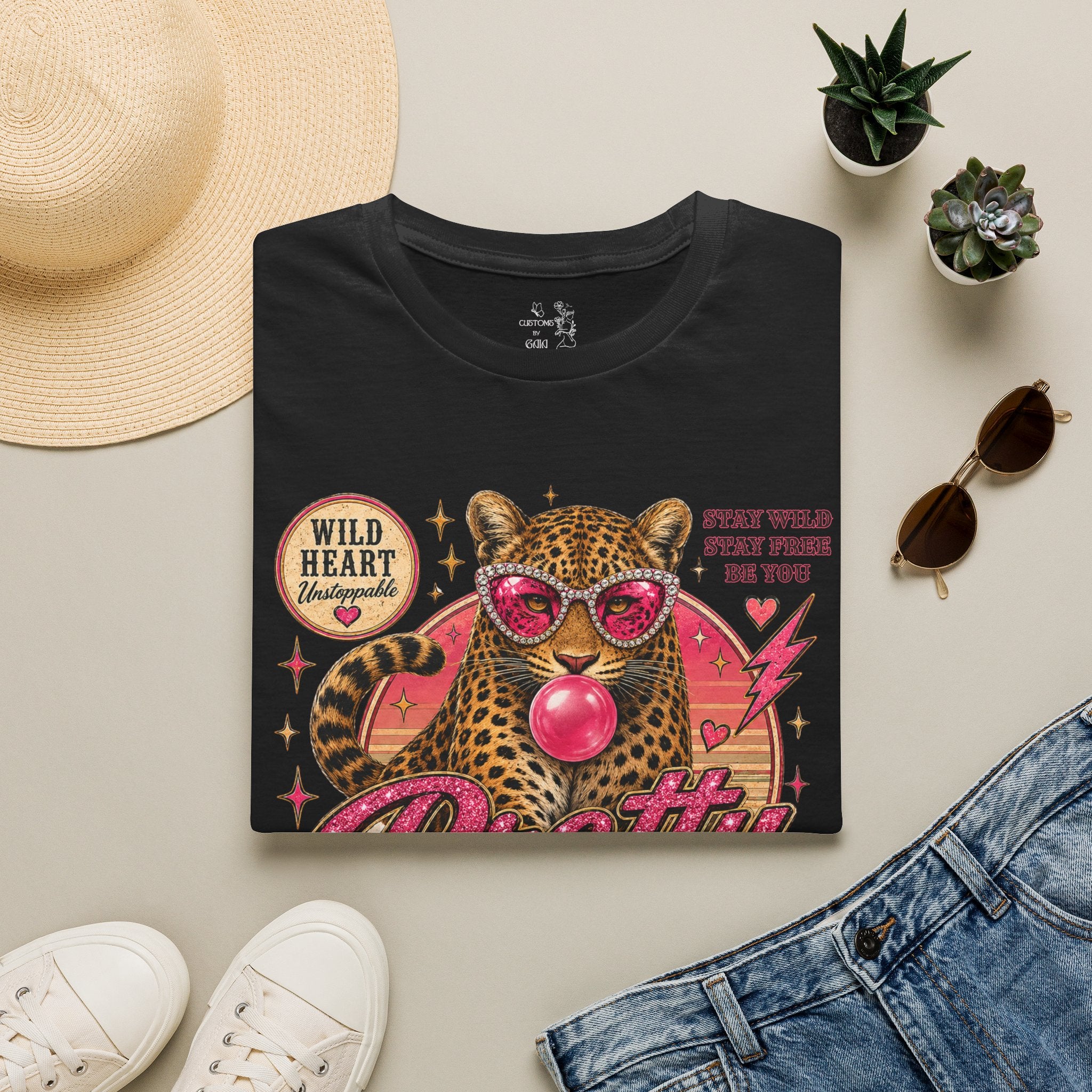 Leopard 'Pretty Savage' Graphic T-Shirt — Retro Wild Heart Design