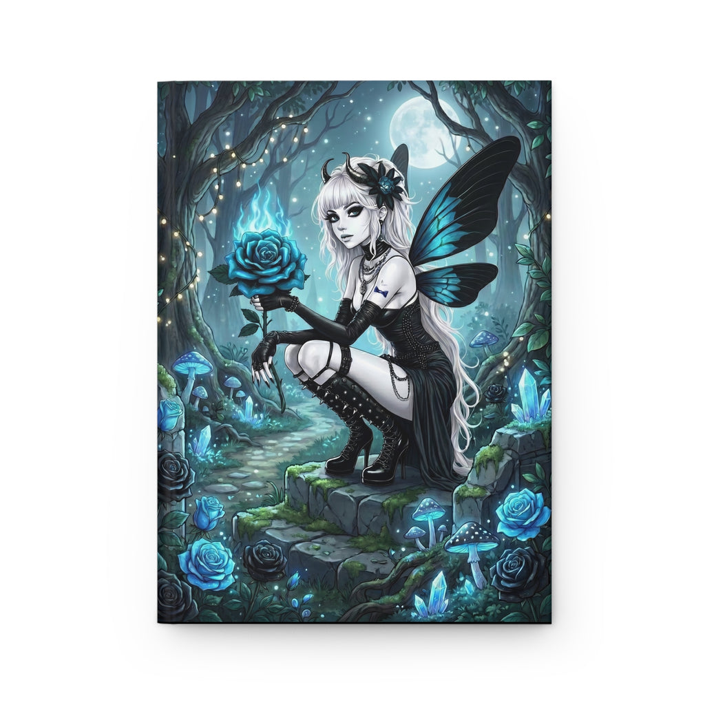 Gothic Blue Fairy Hardcover Journal — Moonlit Rose Fantasy Notebook
