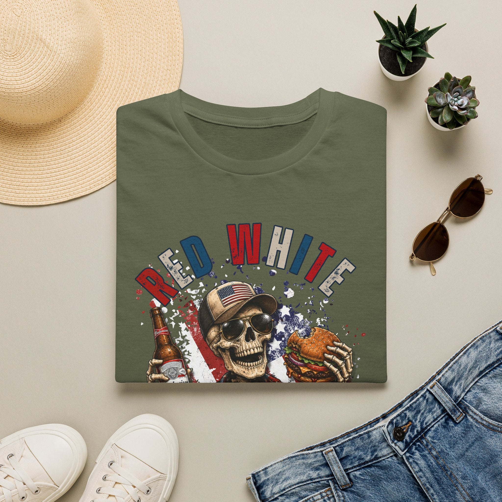 Patriotic Skull T-Shirt — "Red White & Proud" Independence Day Tee