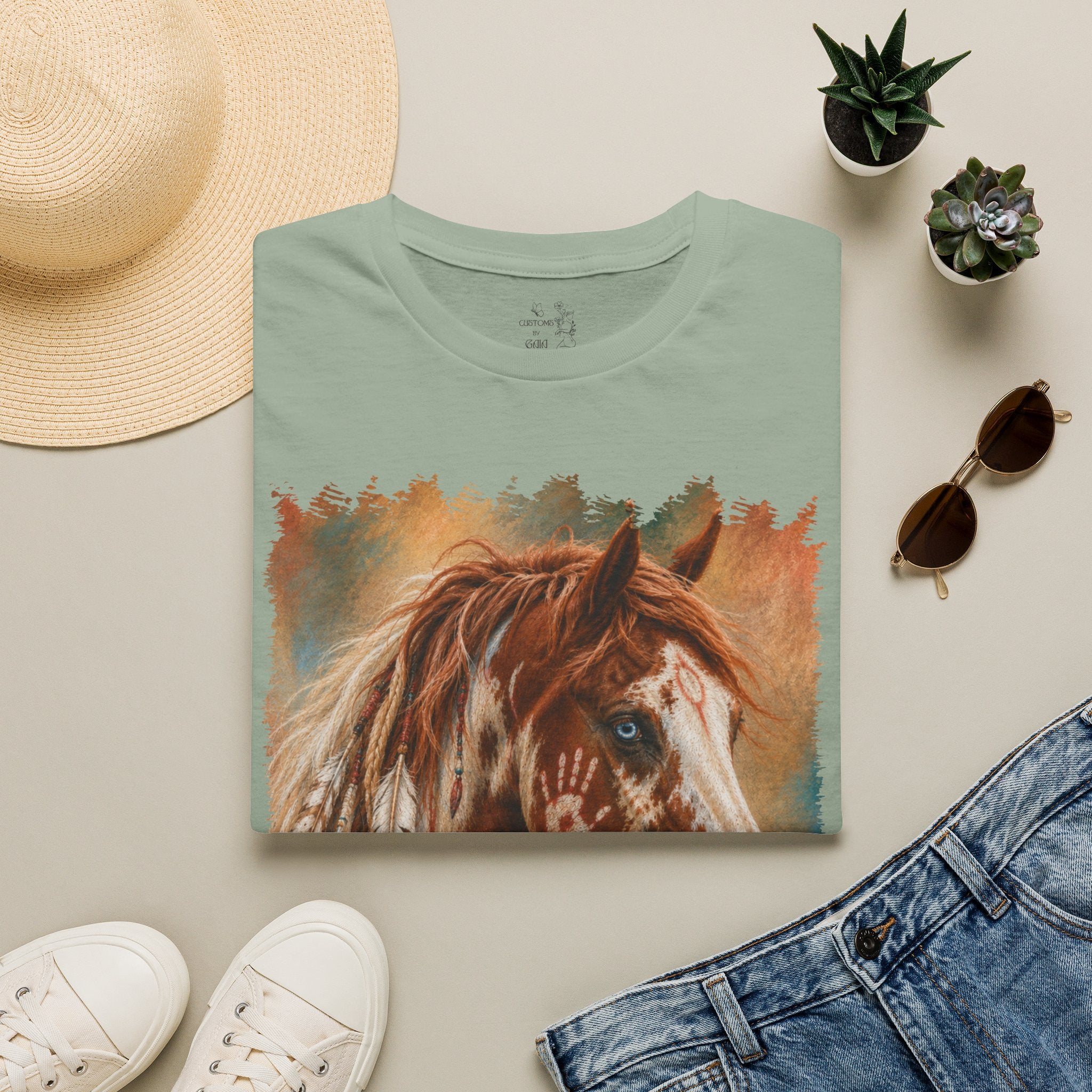 Horse Portrait T-Shirt — Blue-Eyed Paint Horse Art Tee