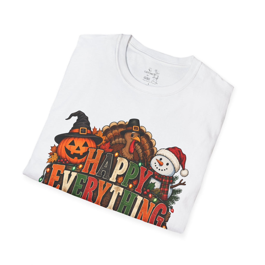 Holiday 'Happy Everything' T-Shirt — Thanksgiving, Halloween & Christmas Graphic Tee