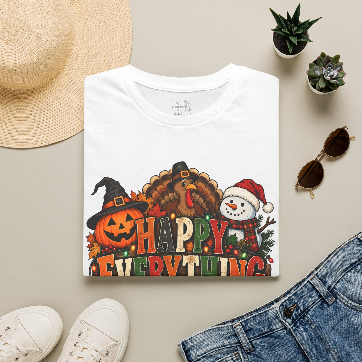 Holiday 'Happy Everything' T-Shirt — Thanksgiving, Halloween & Christmas Graphic Tee