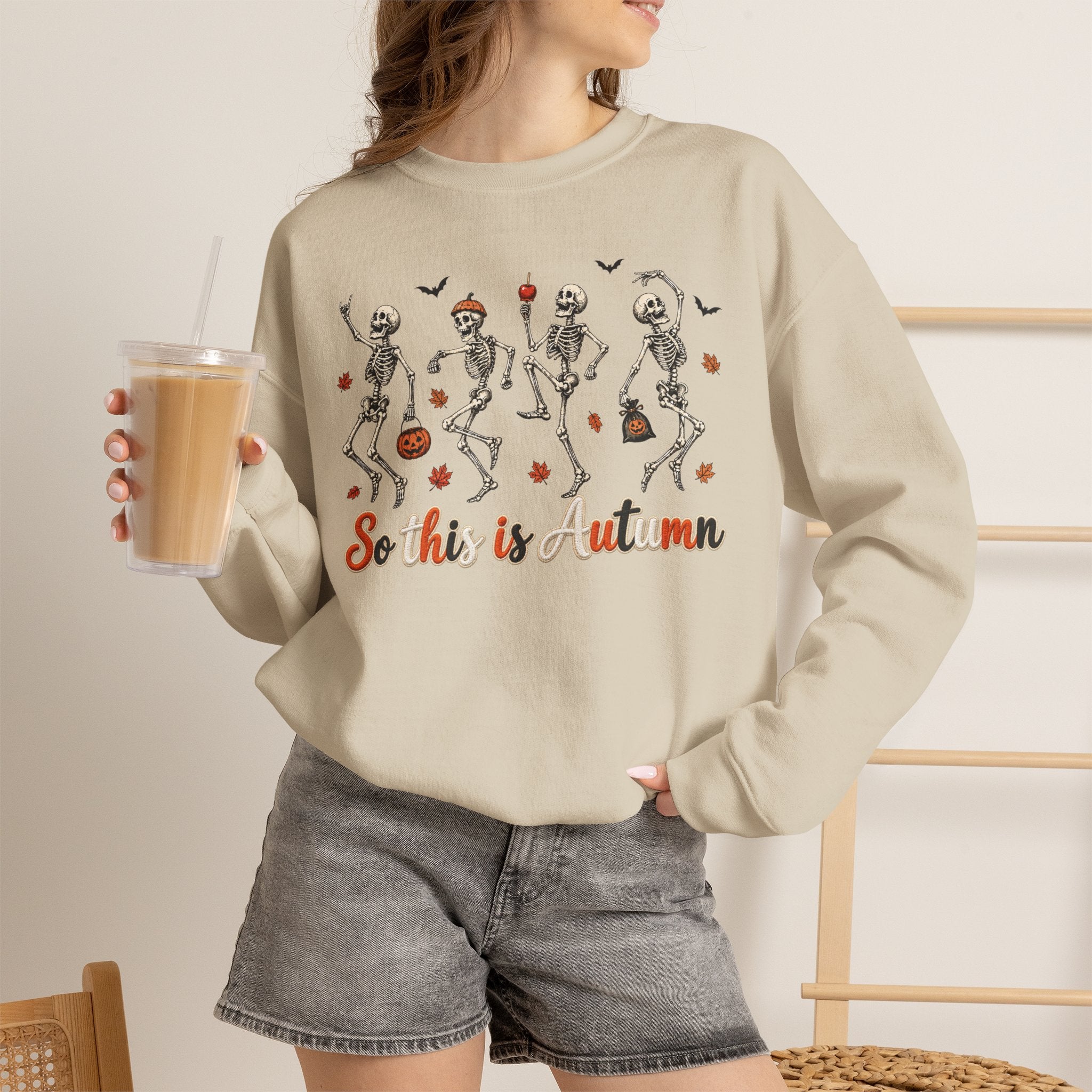 Autumn Skeleton Dance Sweatshirt — "So this is autumn" Cozy Fall Crewneck