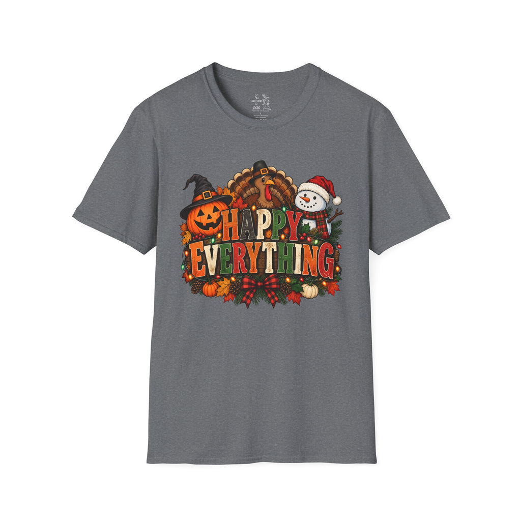 Holiday 'Happy Everything' T-Shirt — Thanksgiving, Halloween & Christmas Graphic Tee