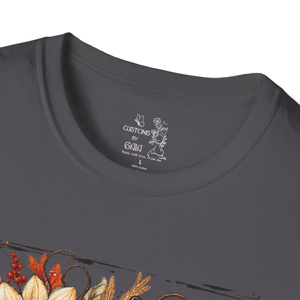 Pumpkin & Sunflower Fall T-Shirt — Plaid Pumpkin Autumn Graphic Tee