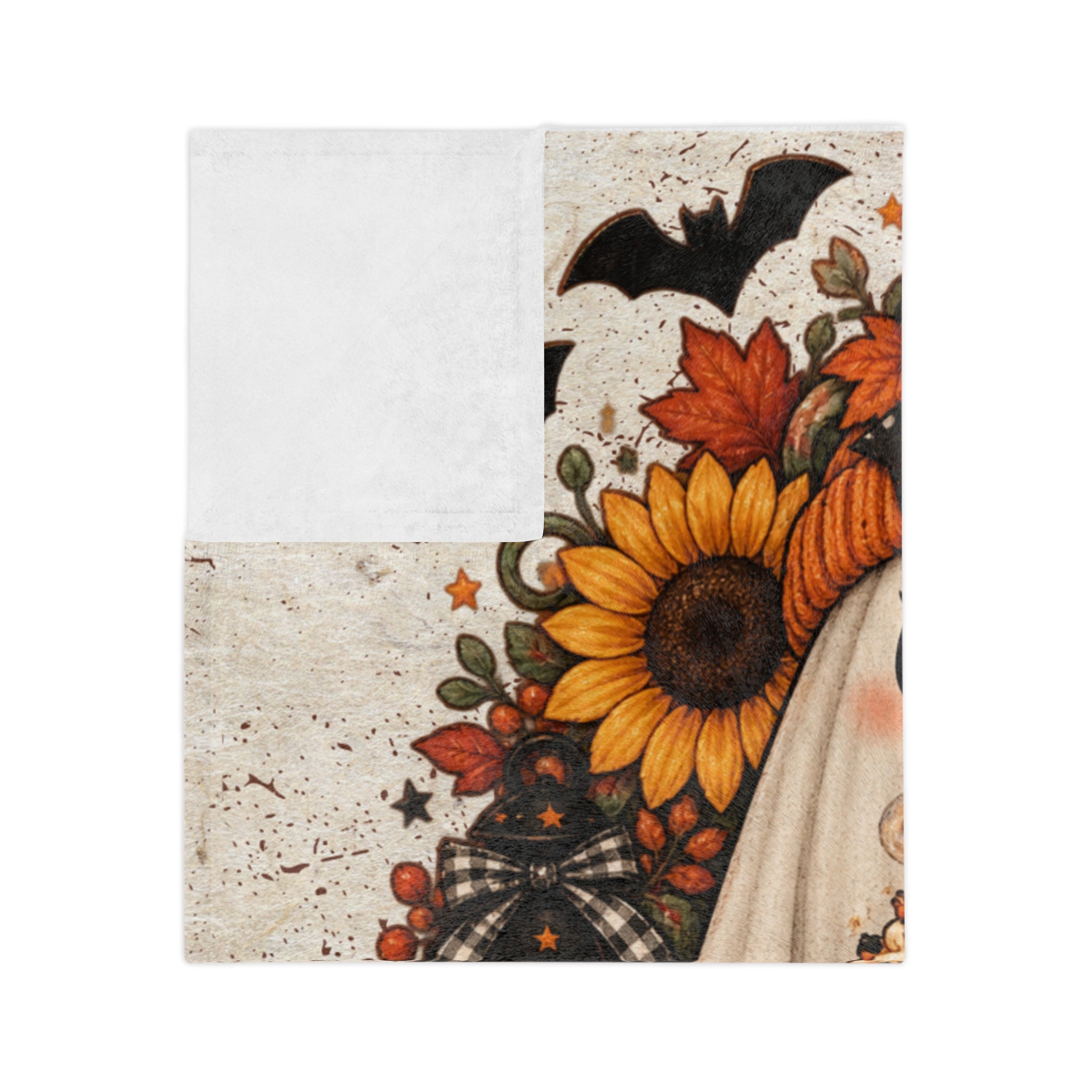 Halloween Ghost Blanket — "In My Spooky Era" Pumpkin & Sunflower Fall Throw