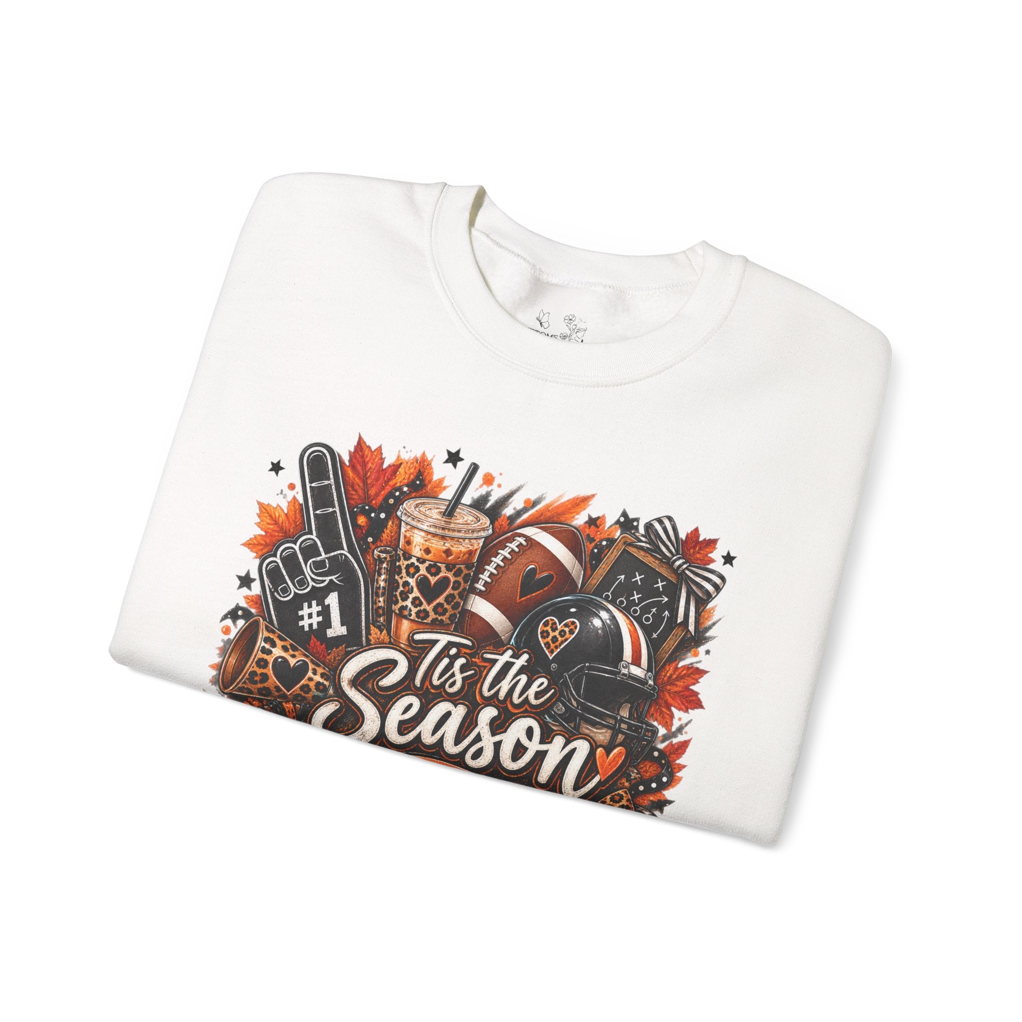 Tis the Season Fall Sweatshirt - Cozy Autumn Leaves & Football Crewneck