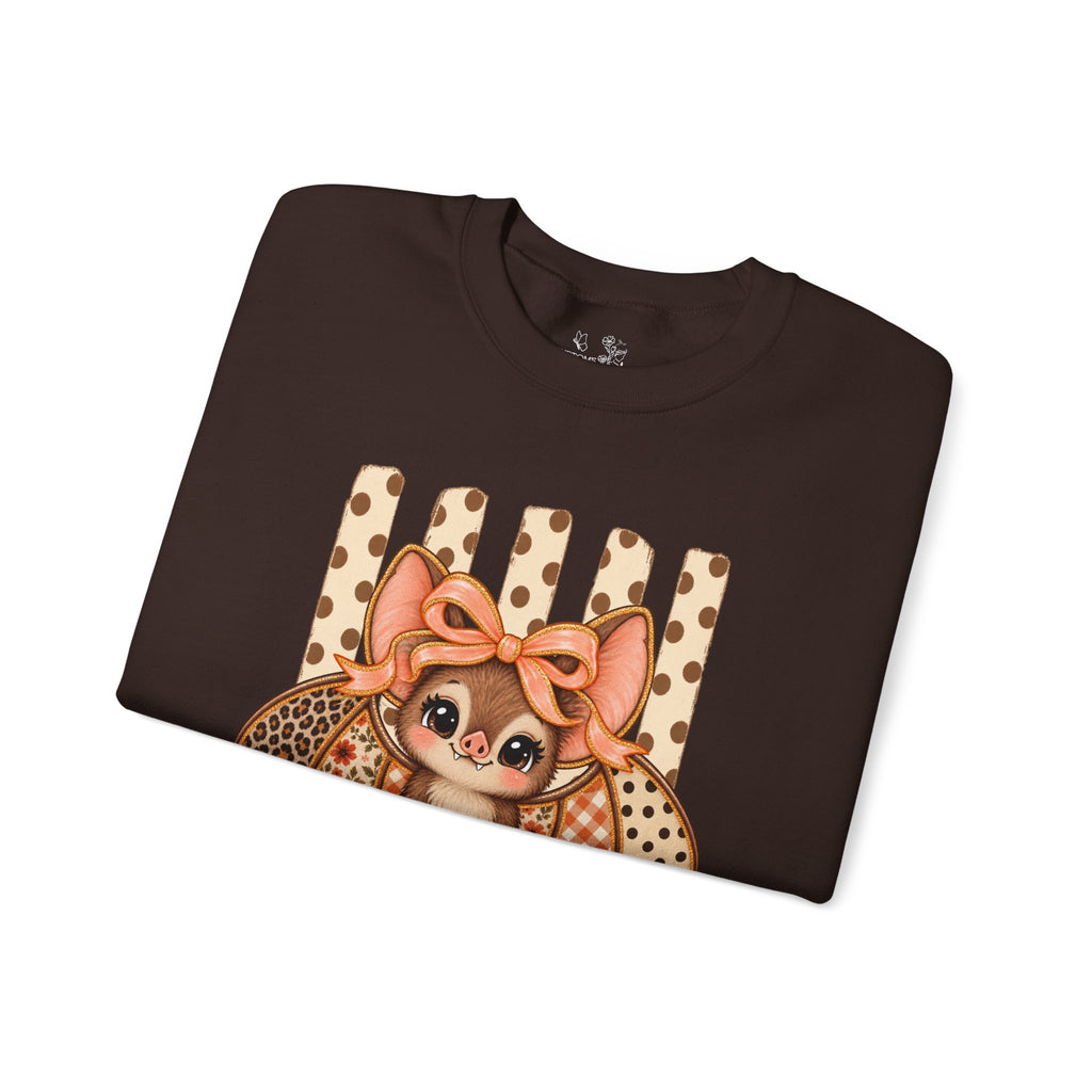 Cute Bat Crewneck Sweatshirt — Kawaii Bat with Bow Graphic