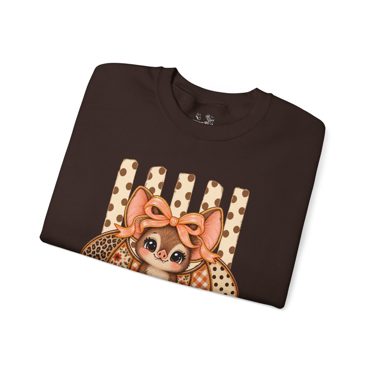 Cute Bat Crewneck Sweatshirt — Kawaii Bat with Bow Graphic