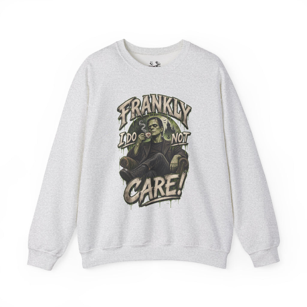 Sweatshirt — "Frankly I Do Not Care" Retro Gothic Skeleton Graphic Crewneck