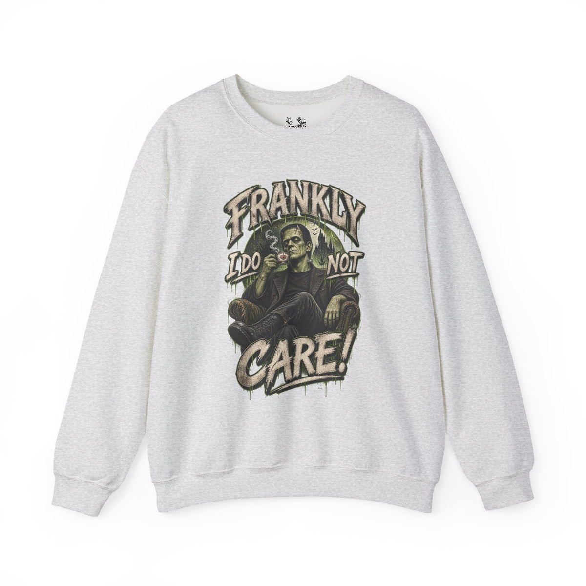 Sweatshirt — "Frankly I Do Not Care" Retro Gothic Skeleton Graphic Crewneck