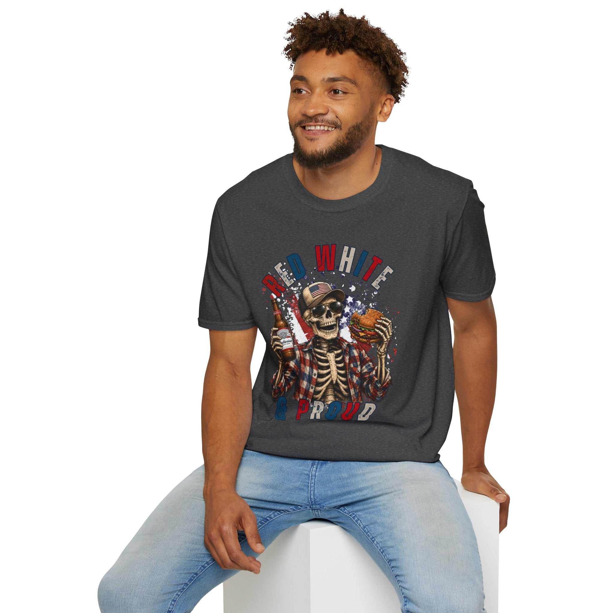 Patriotic Skull T-Shirt — "Red White & Proud" Independence Day Tee