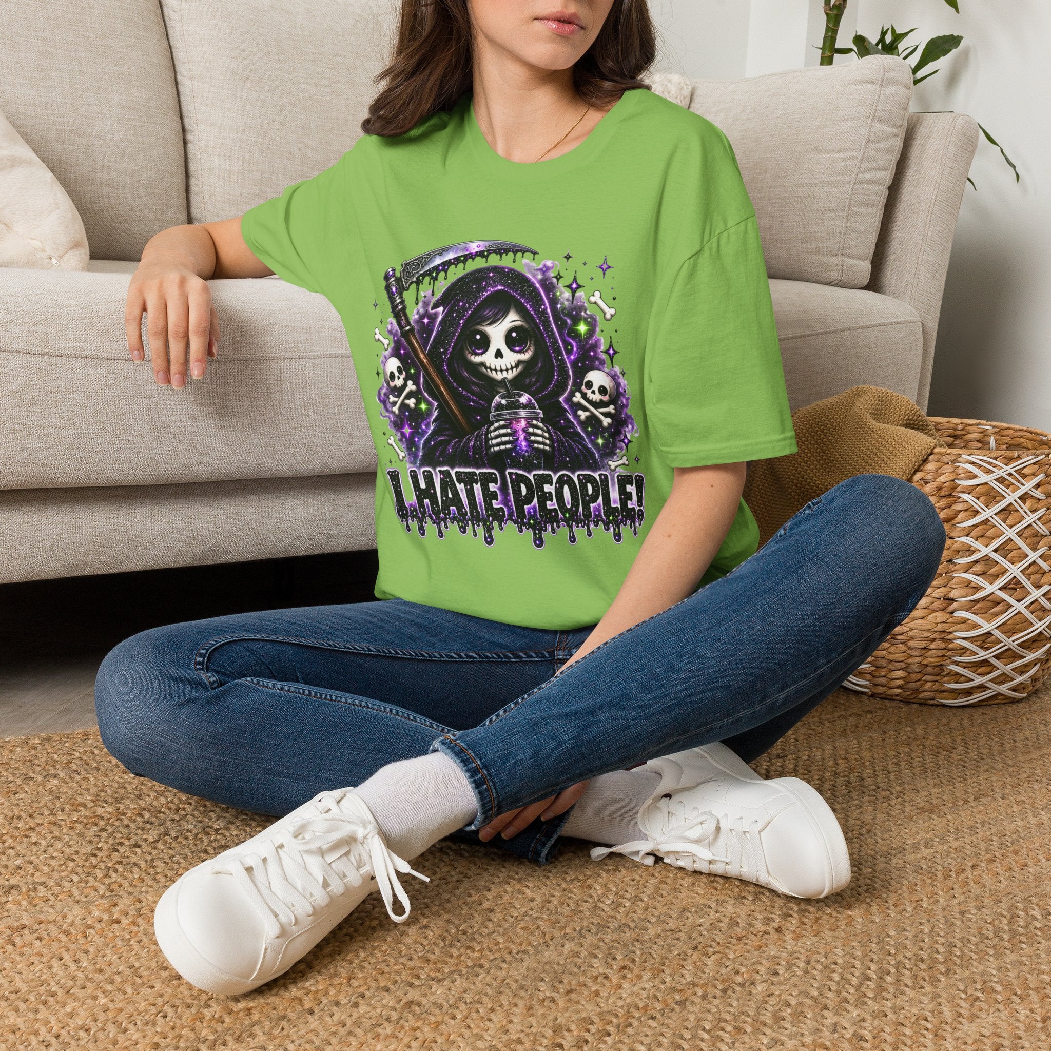 Grim Reaper Tee — 'I Hate People' Gothic Skull Shirt