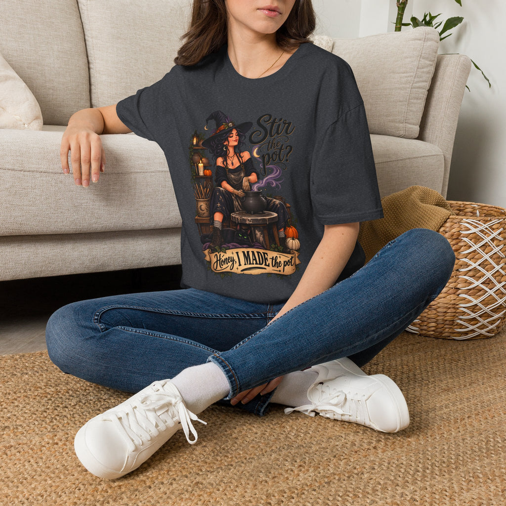 Stir the Pot Witch T-Shirt — Vintage Witch Cauldron Graphic Tee