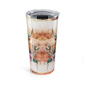 Highland Cow Floral 20oz Tumbler — Boho Rustic Insulated Travel Cup