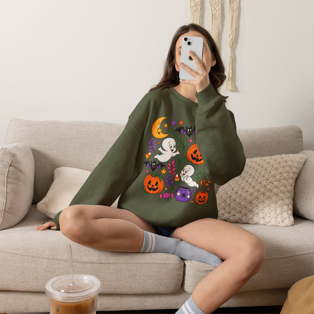 Halloween Ghosts & Pumpkins Crewneck Sweatshirt