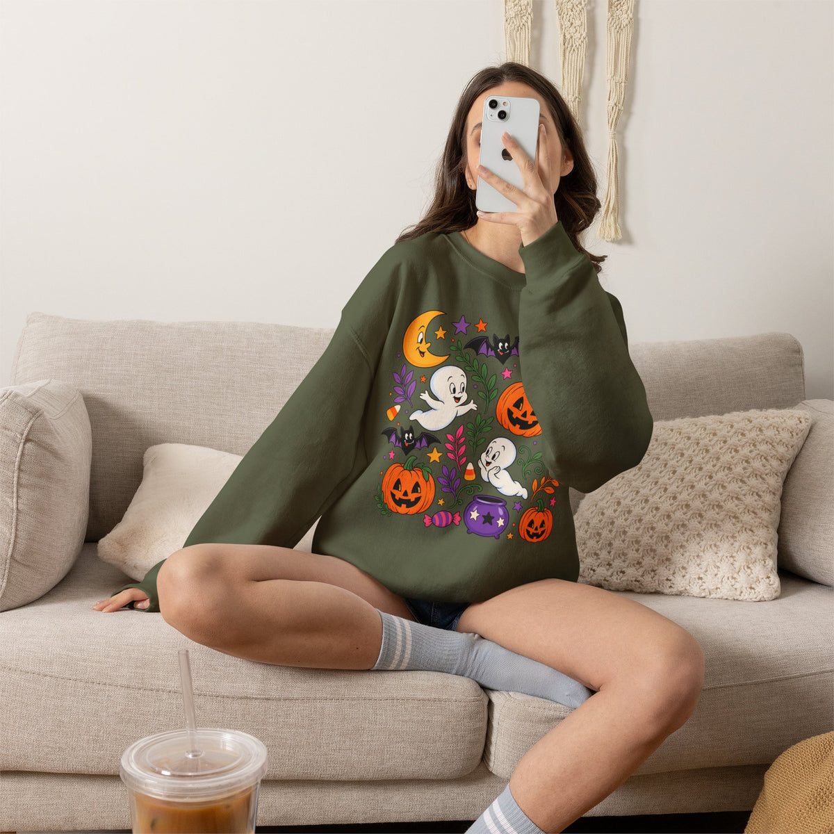 Halloween Ghosts & Pumpkins Crewneck Sweatshirt