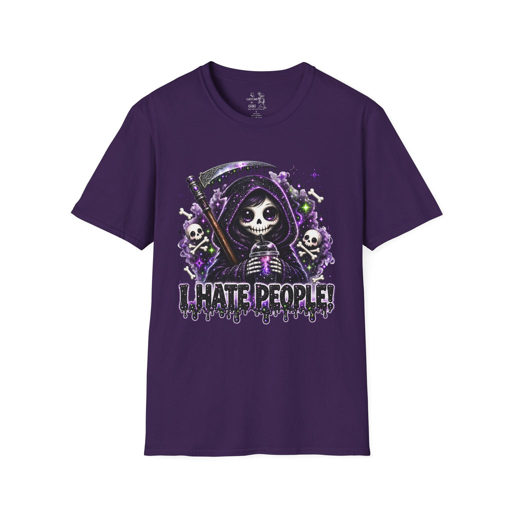 Grim Reaper Tee — 'I Hate People' Gothic Skull Shirt