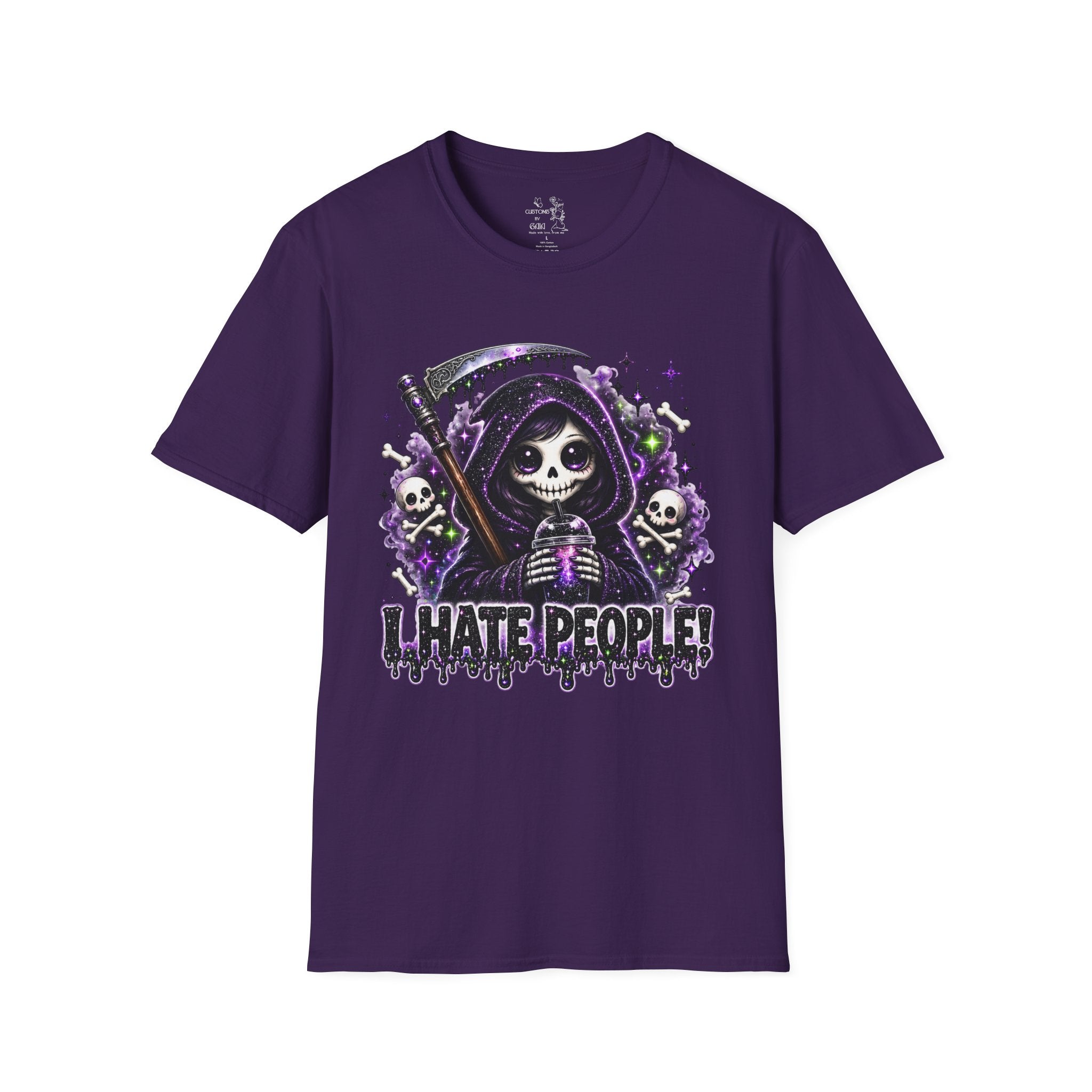 Grim Reaper Tee — 'I Hate People' Gothic Skull Shirt