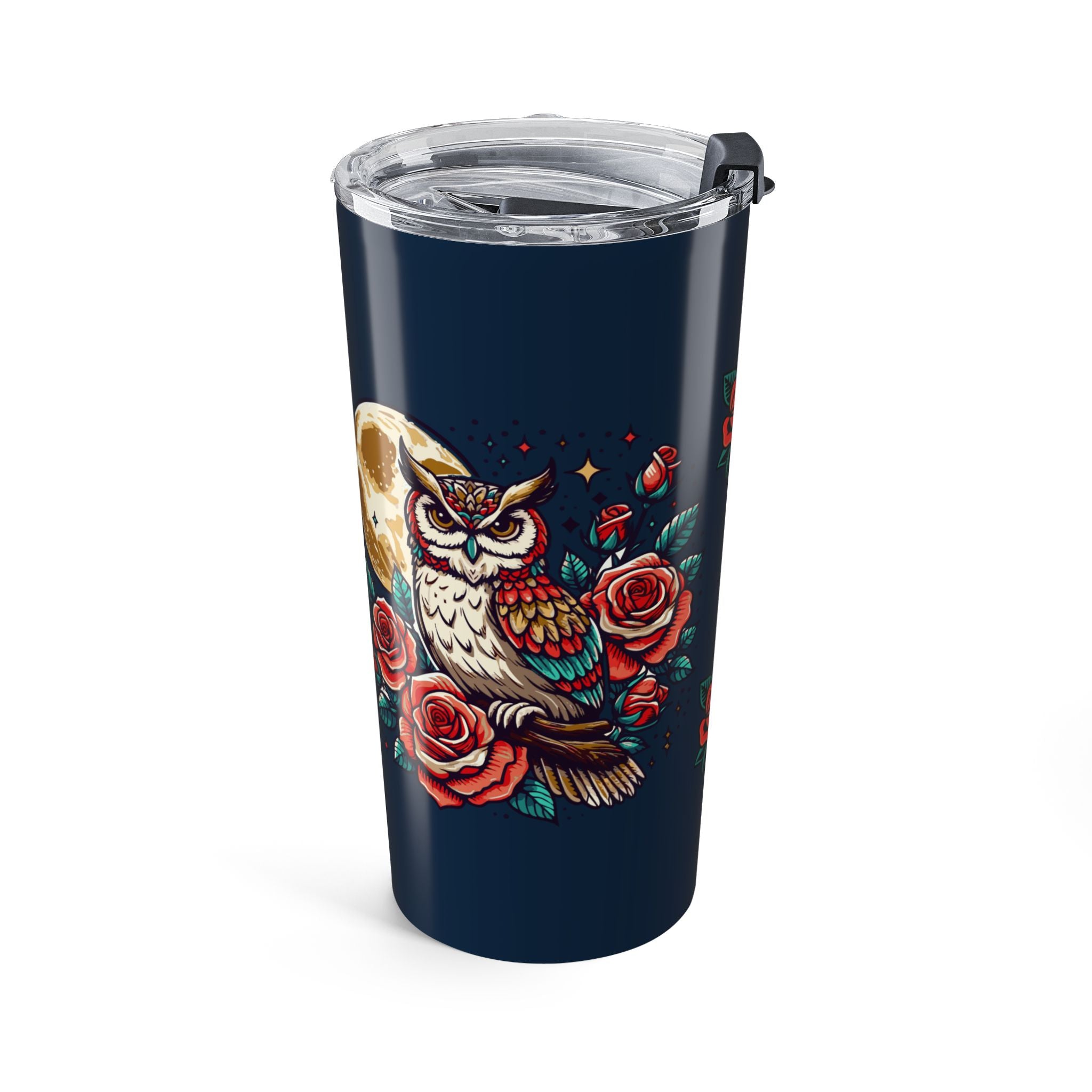 20oz Rose & Owl Tumbler — Insulated Floral Travel Cup