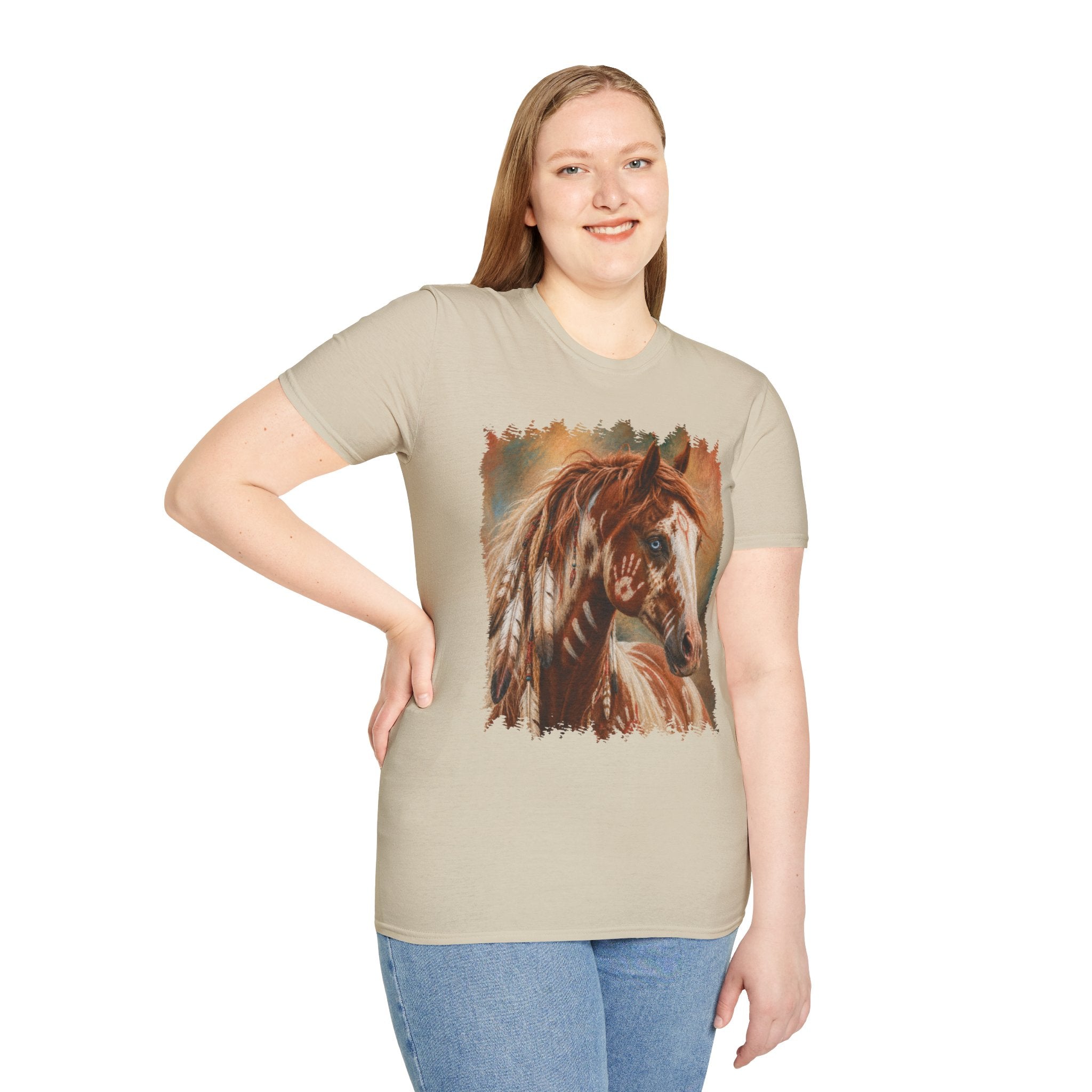 Horse Portrait T-Shirt — Blue-Eyed Paint Horse Art Tee