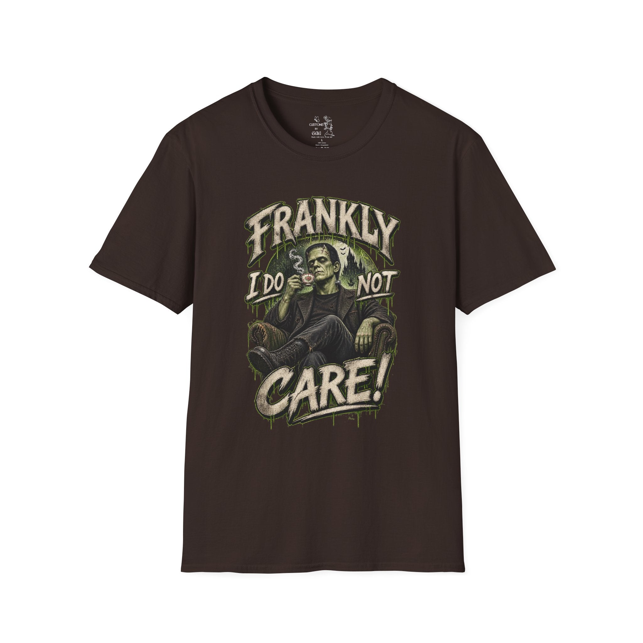 Frankly I Do Not Care T-Shirt — Retro Frankenstein Graphic Tee