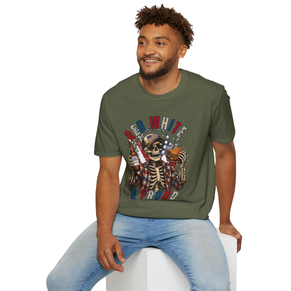 Patriotic Skull T-Shirt — "Red White & Proud" Independence Day Tee
