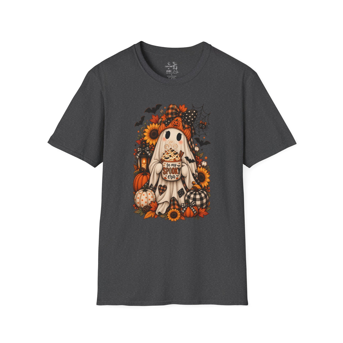 Halloween Ghost Tee – Cute Pumpkin, Sunflower & Trick-or-Treat Design