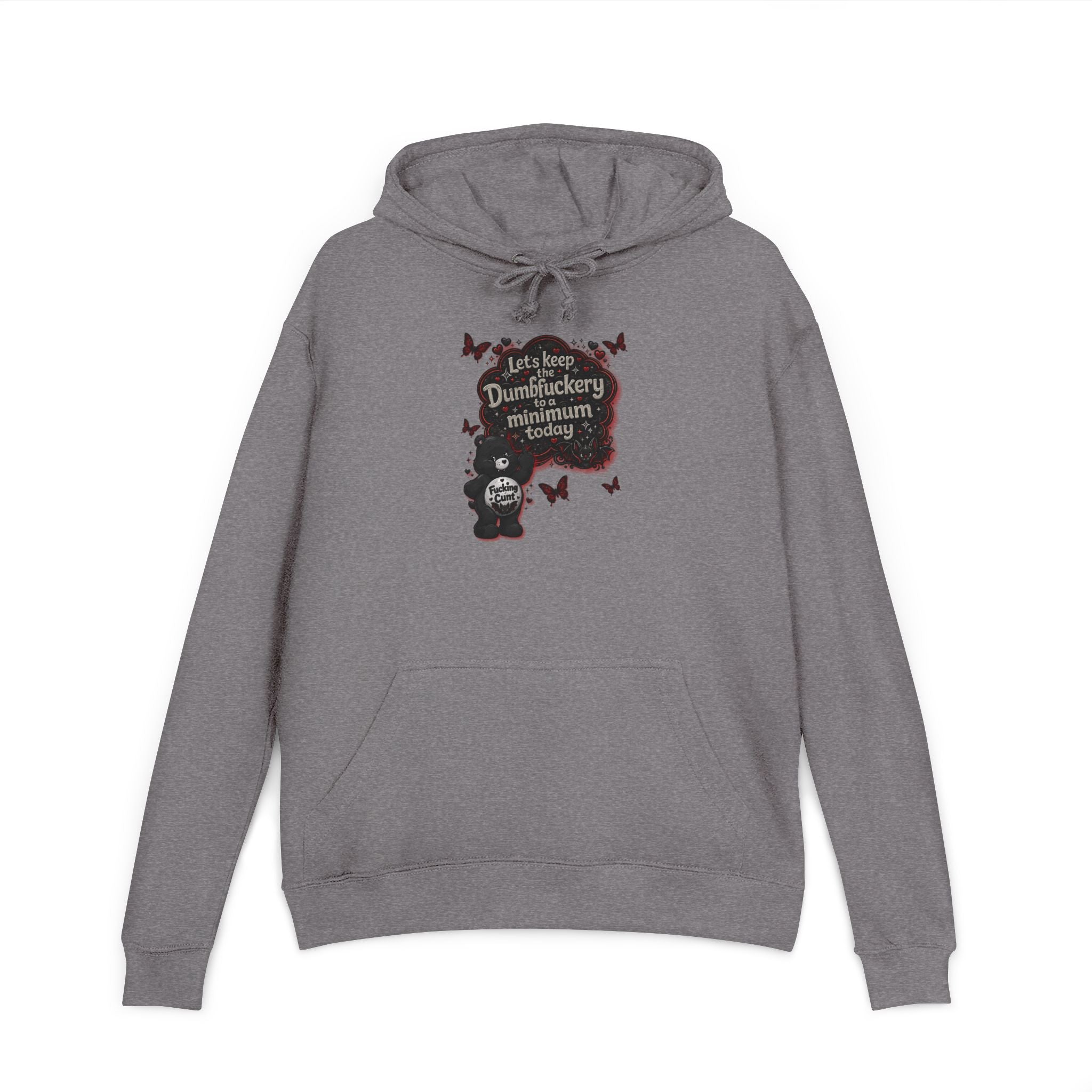 Hoodie — 'Let’s Keep Dumbfuckery Minimum Please' Halloween Bat Graphic