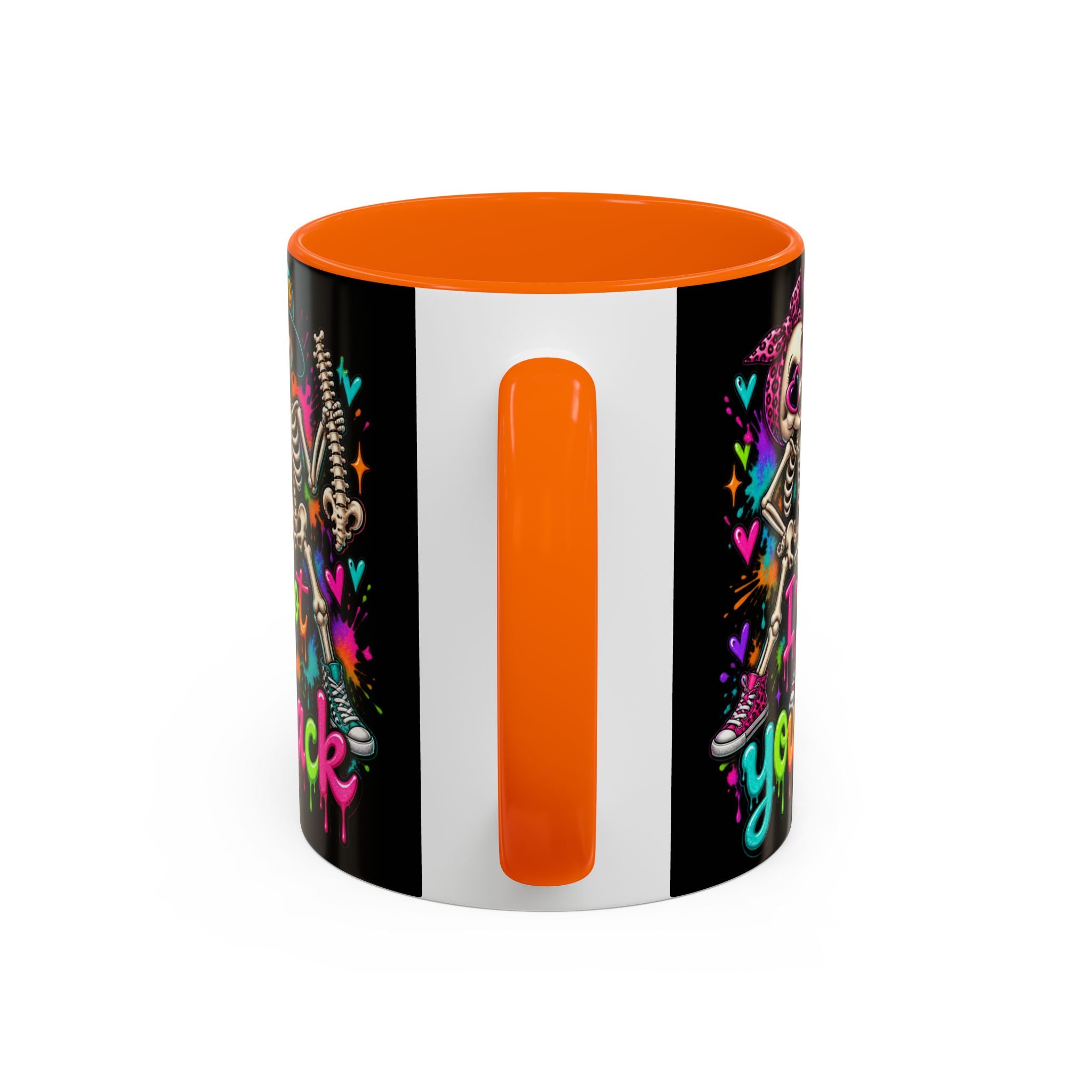 "I’ve Got Your Back" Skeleton Coffee Mug — Colorful Gothic Accent 11/15oz