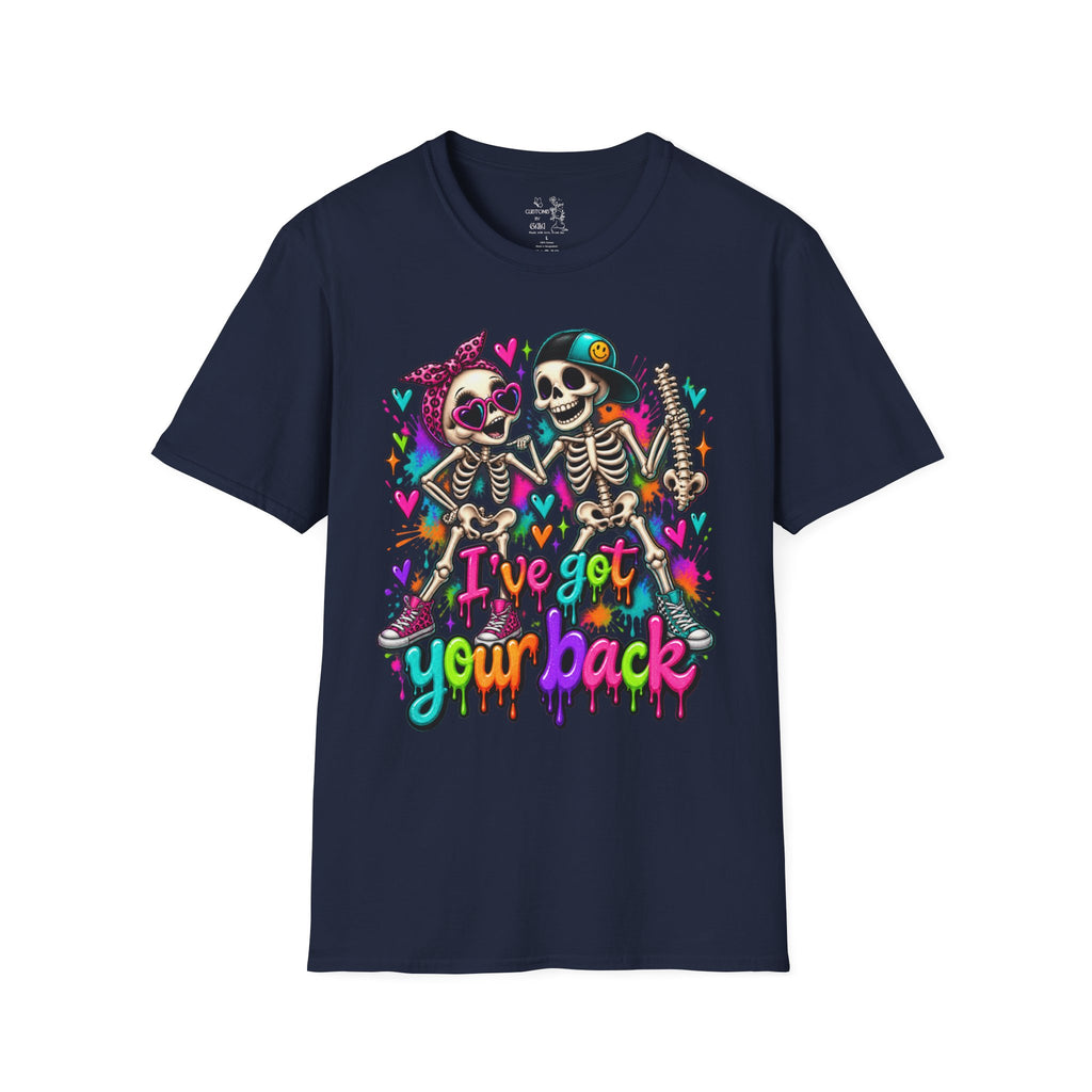 T-Shirt — Colorful Skeleton 'I've Got Your Back' Friend Graphic Tee