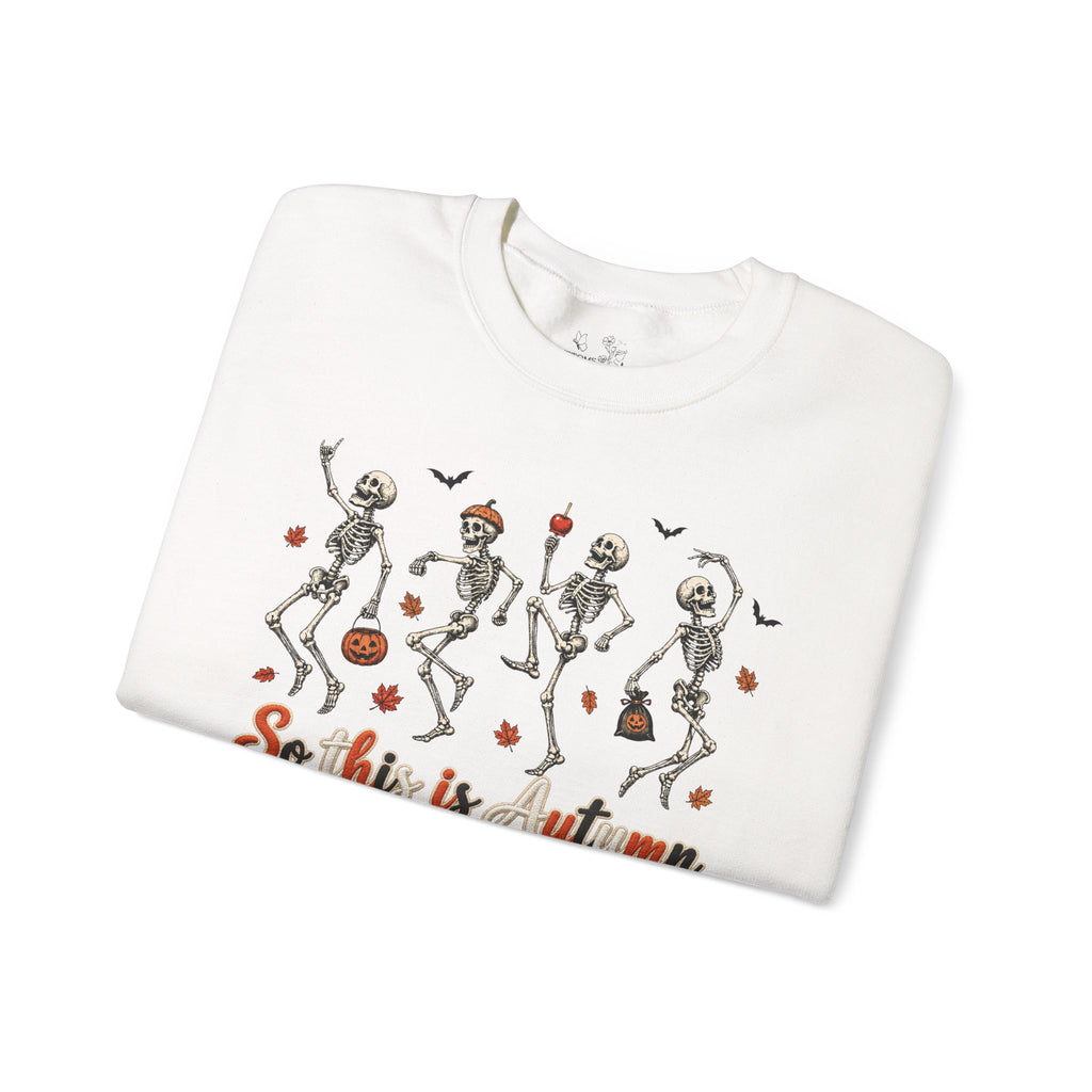 Autumn Skeleton Dance Sweatshirt — "So this is autumn" Cozy Fall Crewneck
