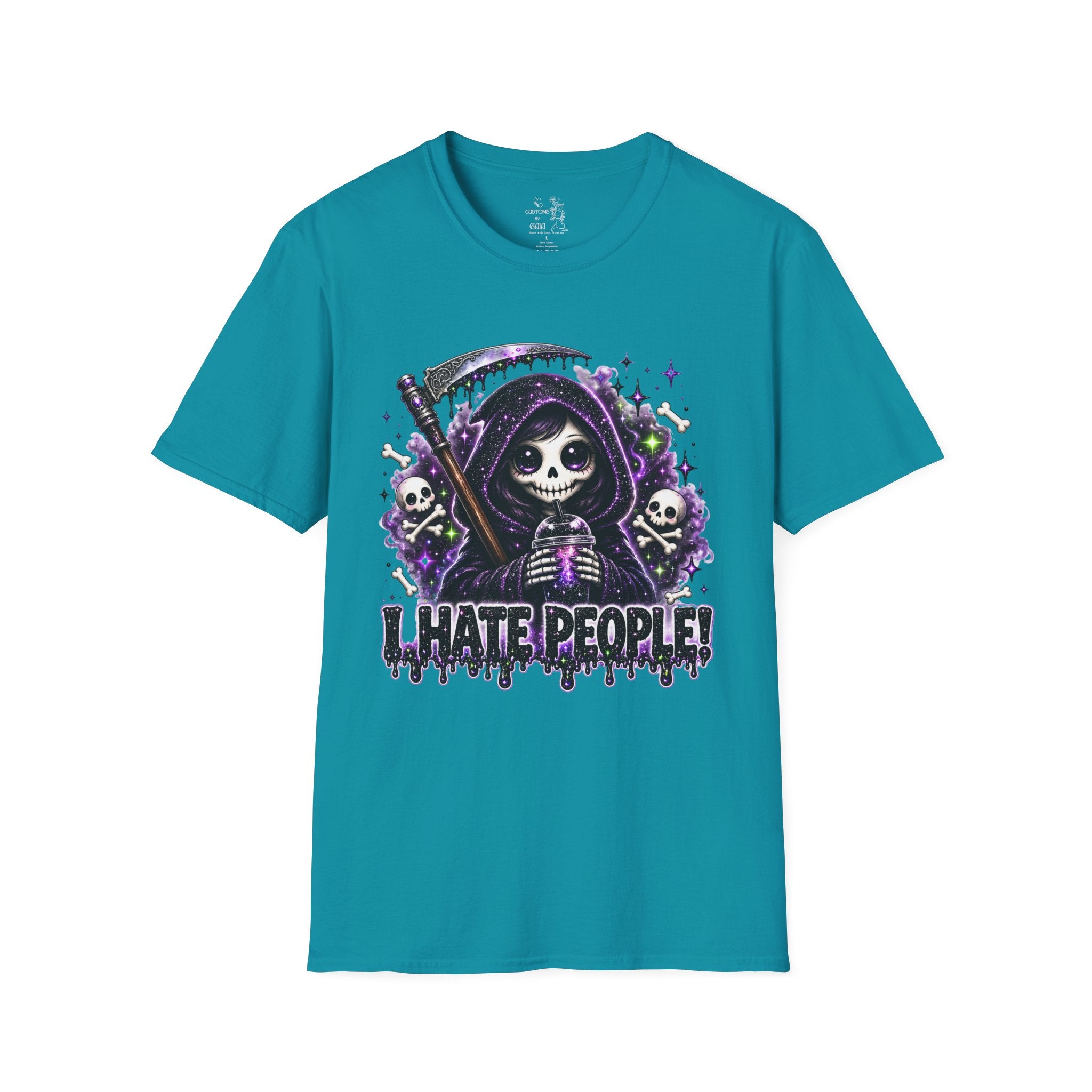 Grim Reaper Tee — 'I Hate People' Gothic Skull Shirt